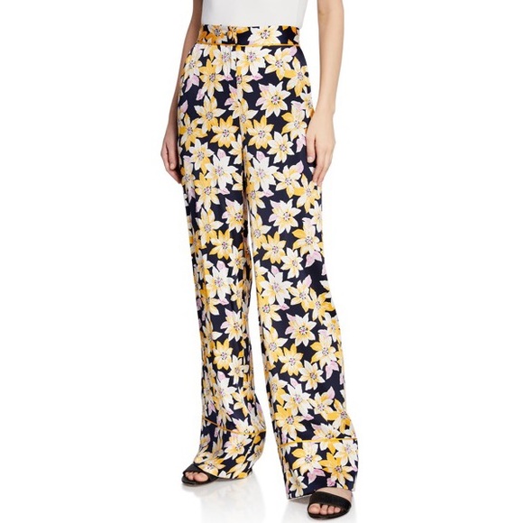 NWT Cinq a Sept Margot Floral Silk Wide-Leg Pant - Picture 1 of 6